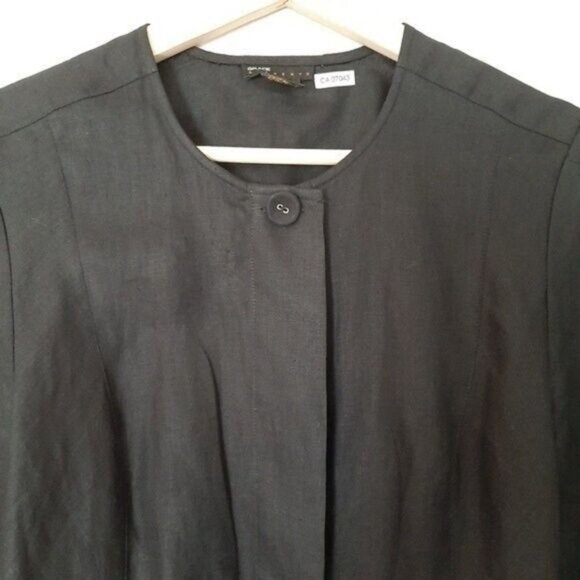 GRACE ELEMENTS 100% Linen Jacket Blazer Black Sz 8 - Picture 4 of 10